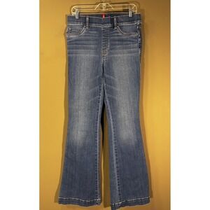Spanx Denim Flare Pull On Jeans Sz Large 32x33 Boho Festival Stretch